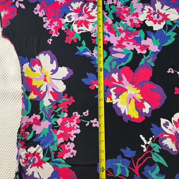 BEVERLY DRIVE SHORT SLEEVE PULLOVER TUNIC TOP Black Pink Red Floral PRINT 1X - Picture 8 of 16